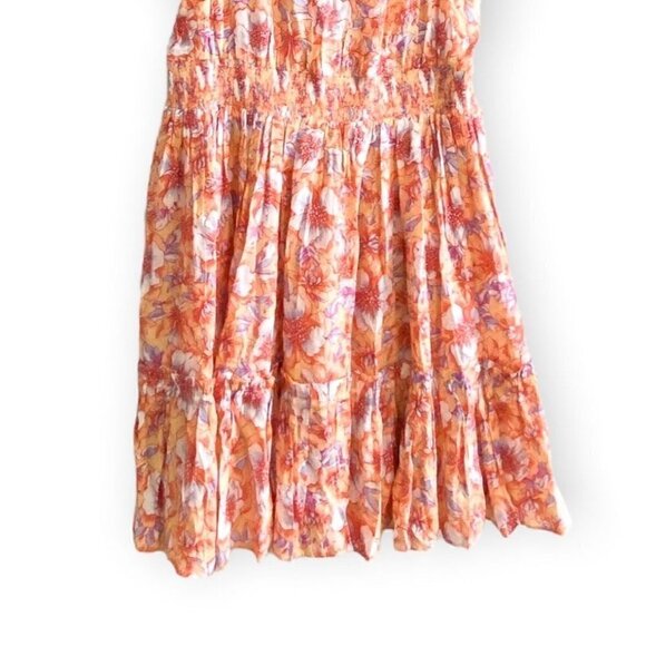NWT ‎ Poupette St Barth Triny Floral Mini dress, Size L, Orange Esterel - Picture 8 of 16